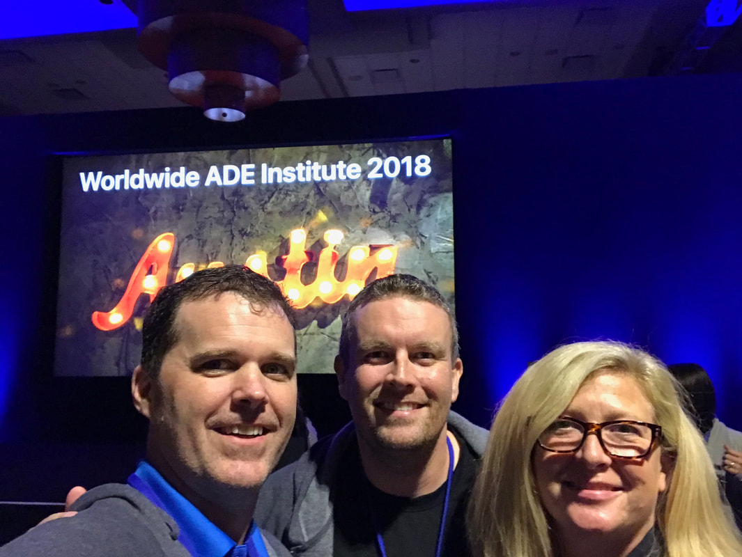 Photo of me, Brian, and Karrin at the Global ADE Institute in 2018